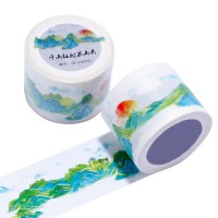 來(lái)圖定制東方日出、連綿起伏青山綠樹(shù)手帳膠帶